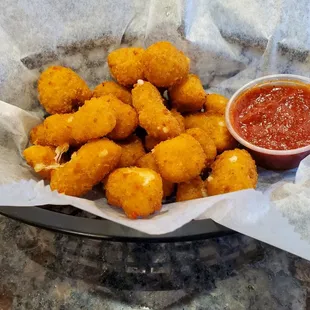 a basket of fried tater tots