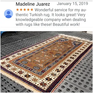 Happy Clients post about our rug cleaning service