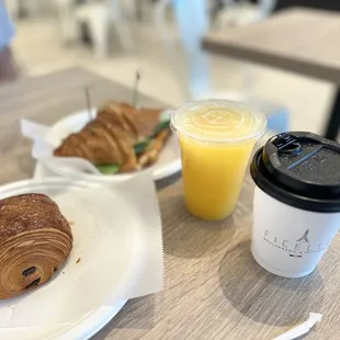 a croissant and orange juice