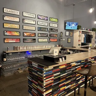 Bar made up of 1,500 books donated from the Denver Public Library