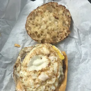 Sausage egg and cheese muffin