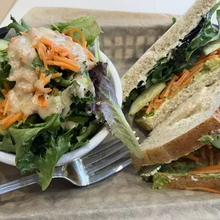 Vegetable Sandwich with side salad