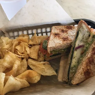 Turkey Delight sandwich.  Has pesto and tomatoes.