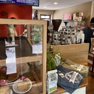 a display of coffee and pastries