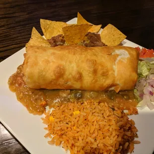 Chicken and jalapeno cream cheese chimichanga.