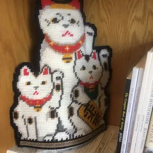 Plastic canvas rendering of a counted cross stitch pattern (which I bought)