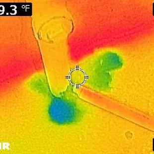 Leaking sewer waste line shown in infrared