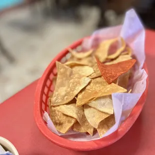 a basket of tortillas and chips