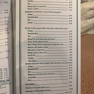 menu