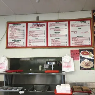 menus on the wall