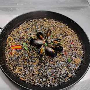 Seafood Paella. squid ink