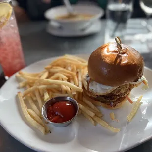 Cod burger with fries- delish!