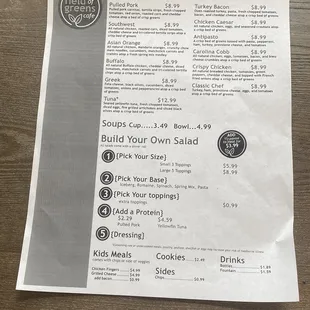a menu on a table