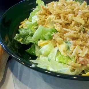 Baked crispy chicken and cheese salad.