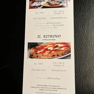 2 of the restaurants, trattoria Stefano and IL Ritrovo