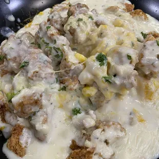 Fielders bowl ~ mashed potatoes, corn, grilled chicken and white gravy