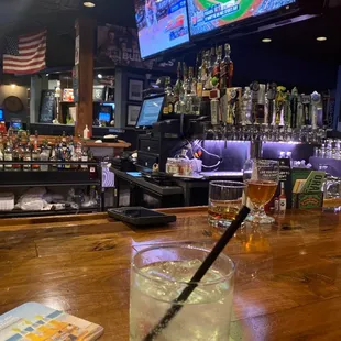 a drink and a baseball game