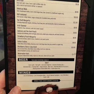 Happy hour menu