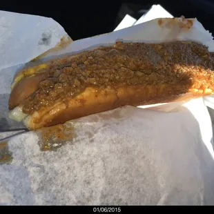 This is a very nice Chili Dog.