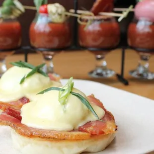 Classic Eggs Benedict with a Bloody Mary Flight