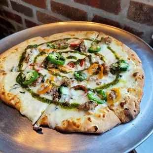 a pizza on a pizza pan