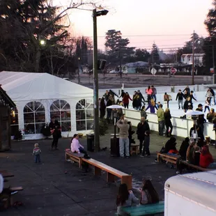Seasonal outdoor ice skating rink in Turlock open daily 1OAM-10PM Thanksgiving thru Mid-Jan. Sessions @ 10am noon 2, 4, 6 &amp; 8PM