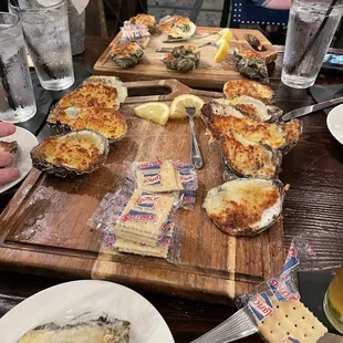 Char baked oysters and Rockefeller oysters. Sooooo good!!!