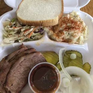 1 meat plate(brisket, coleslaw &amp; potato salad 10.30.22