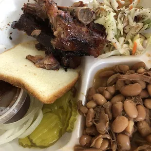 1 meat plate(pork ribs, coleslaw &amp; pinto beans) 10.30.22