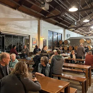 Lively folks having tasting flights!