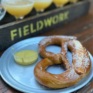 Pretzel with a hazy flight in the back - yum!