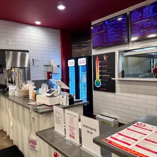 the counter and menus