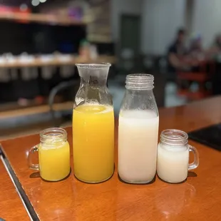 Mango Soju Cocktail (left), Lychee Coconut Cocktail (right)