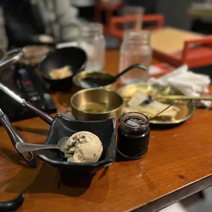 Espresso almond ice cream &amp; grass jelly served at the end of AYCE was delicious.