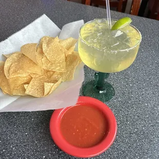 Chips and Salsa + House Margarita with Salt