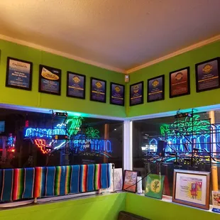 neon signs in the window