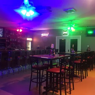 a bar with neon lights