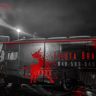 a truck with blood splattered on it