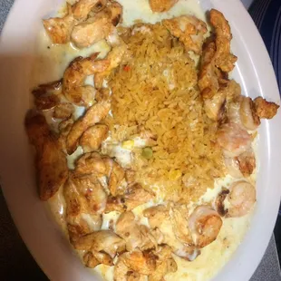 Monica's platter; chicken and shrimp