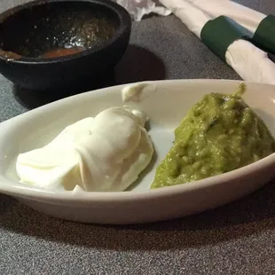 Sour cream and guacamole