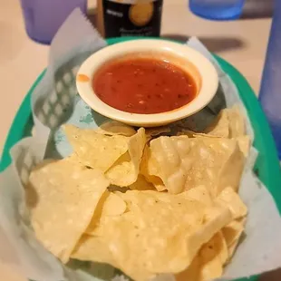 Complimentary chips with salsa
