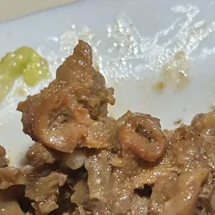 Tubular artery bits in the steak.