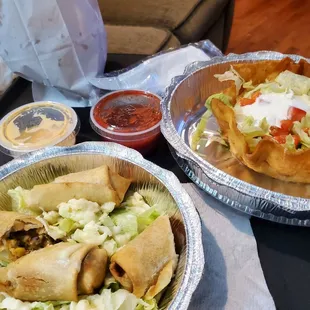 Southwestern Eggrolls and Taco Salad