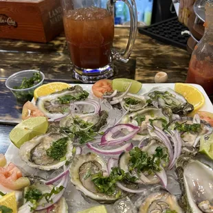 Delicious oysters and a michelada, perfect combination!