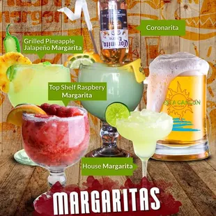 a variety of margaritas