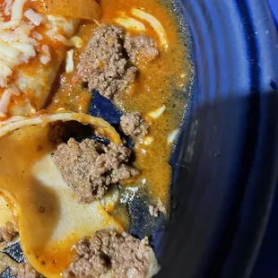 Beef texture Not at all appealing and who wants meatballs in their enchilada and burrito