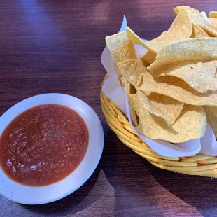 Chips and homemade salsa.