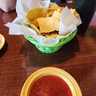 Salsa was ok, chips served warm