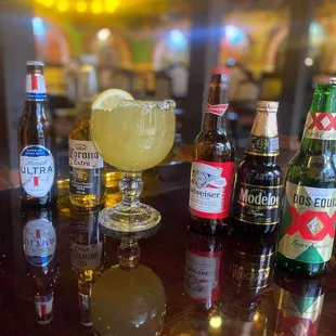 a variety of alcoholic drinks