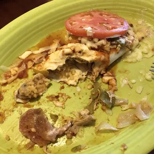 Hot and spicy lunch burrito with big peppers and onions.